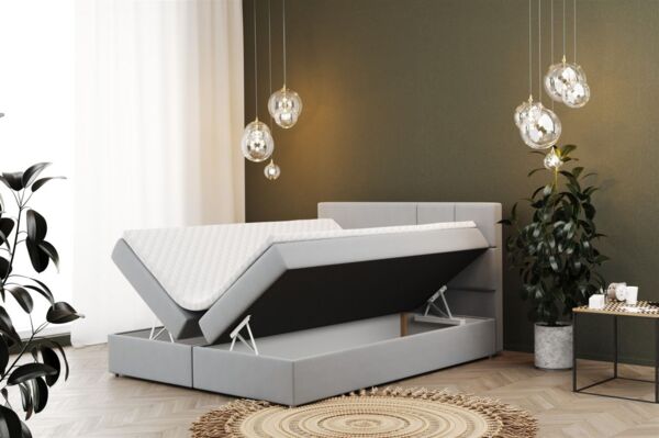 Boxspringbett Schlafzimmerbett CALVIN 140x200cm in Stoff Matt Velvet Mud Bild 2