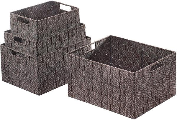Kobolo Aufbewahrungskorb Regalkorb Nylon rechteckig brown sugar 4-teilig