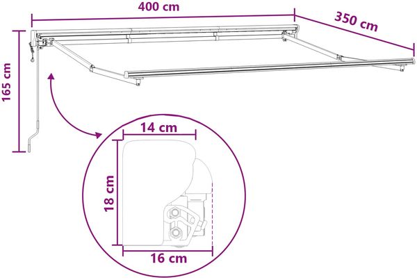 vidaXL Elektrische ausziehbare Markise Hellgrau und Weiß 4 × 3,5 m 3426156 Bild 8