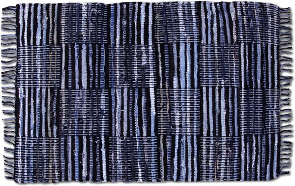Teppich Läufer Matte Unterlage Vorleger Fußabtreter, breite Auswahl an modernen Fleckerl- und Baumwollteppichen (120x180cm / Jeans Check) Bild 8
