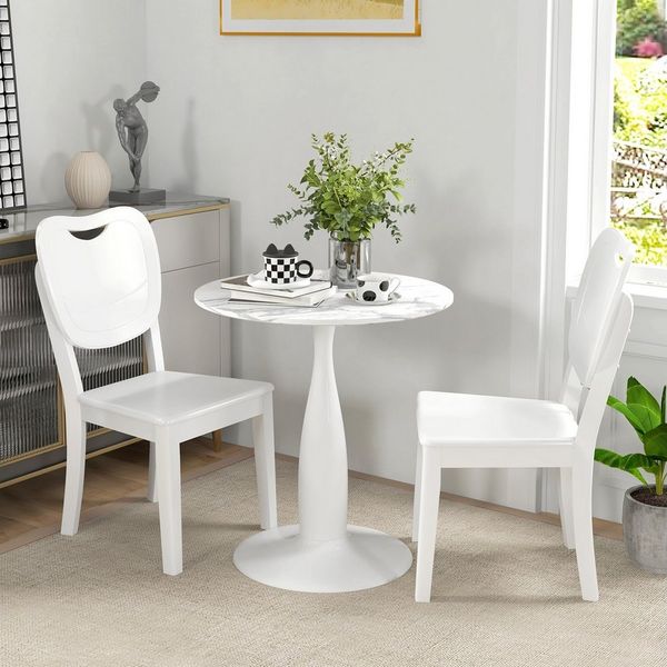 HOMCOM Esstisch mit Platte und Stahlgestell (Esszimmertisch, 1-St, Küchentisch), für Esszimmer, Weiß