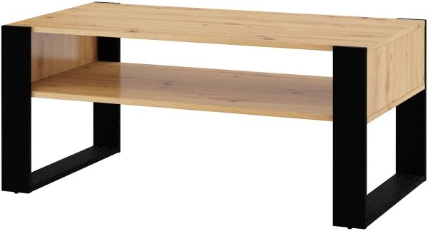 Domando Couchtisch Carrara M1 Modern Breite 110cm, Kufenoptik, schicker Kontrast in Artisan Eiche und Schwarz Matt