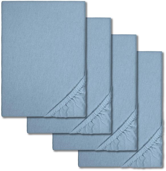 Spannbettlaken Winterflausch blau 90 x 190 - 100 x 200 cm im 4er-Pack