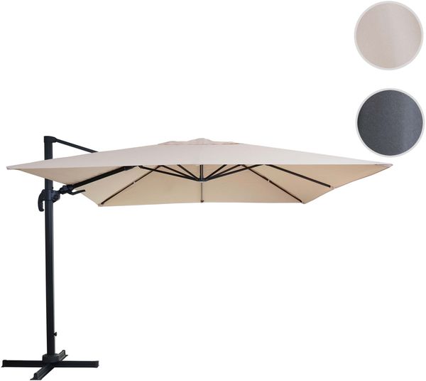 Gastronomie-Ampelschirm HWC-A96, 3x3m (Ø4,24m) schwenkbar, Polyester Alu/Stahl 23kg ~ creme ohne Ständer, drehbar Bild 9