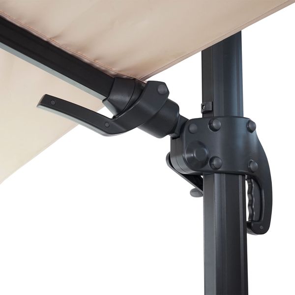 Gastronomie-Ampelschirm HWC-A96, 3x3m (Ø4,24m) schwenkbar, Polyester Alu/Stahl 23kg ~ creme ohne Ständer, drehbar Bild 7
