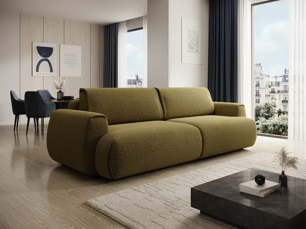 Vente-unique - MONELIA Sofa Stoff Grün - B 106 cm x H 81 cm x L 260 cm