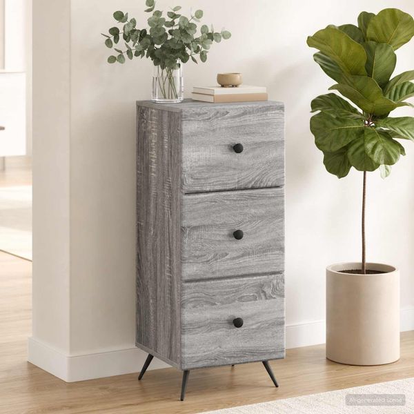 vidaXL Schubladenschrank Graues Sonoma 33 x 34,5 x 90 cm Holzwerkstoff 895541