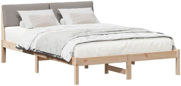 vidaXL Bettgestell Braun und Taupe 140 x 200 cm Massivholz Kiefer 878537 Bild 3