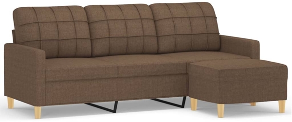 vidaXL 3-Sitzer-Sofa mit Hocker Braun 180 cm Stoff 3201004