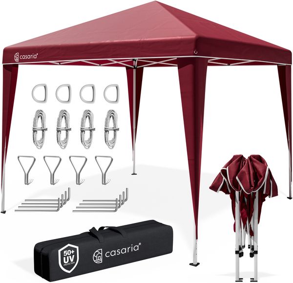 CASARIA® 'Capri' Pop-Up Faltpavillon inklusive Tasche, wasserdicht, UV-Schutz 50+, Stahl / Polyester, Rot, 3x3 m