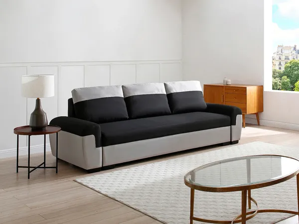 Vente-unique - GABY Sofa Stoff Schwarz - B 90 cm x H 88 cm x L 260 cm