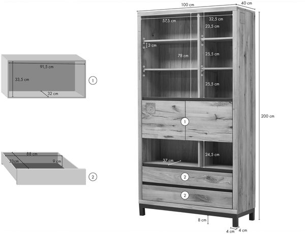 Bücherregal Wildeiche 100x40x200 bianco geölt VILLANDERS#238 Bild 6