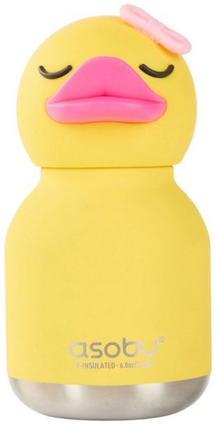 ASOBU Trinkflasche Isolierte Trinkflasche Mini Bestie 200 ml Strohhalm Schlüsselring