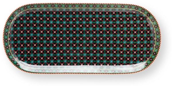 PiP Studio Servierplatte Berry Blues Kuchenplatte clover green 33x15,5cm, Porzellan, (Platten)