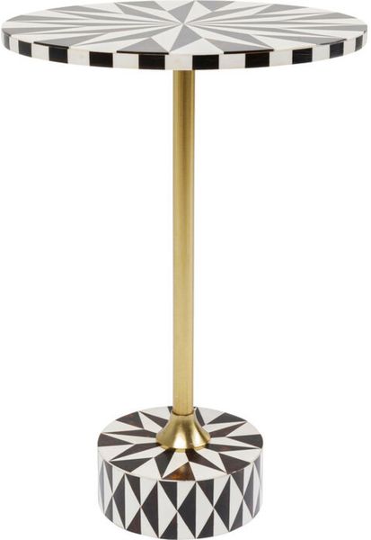 KARE Design Beistelltisch Domero Star Braun Weiß Ø40cm 86727