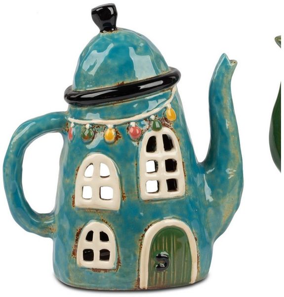 formano Teekanne Landhaus, Höhe: 21cm, Farbe: Blau, Motiv: Teekanne