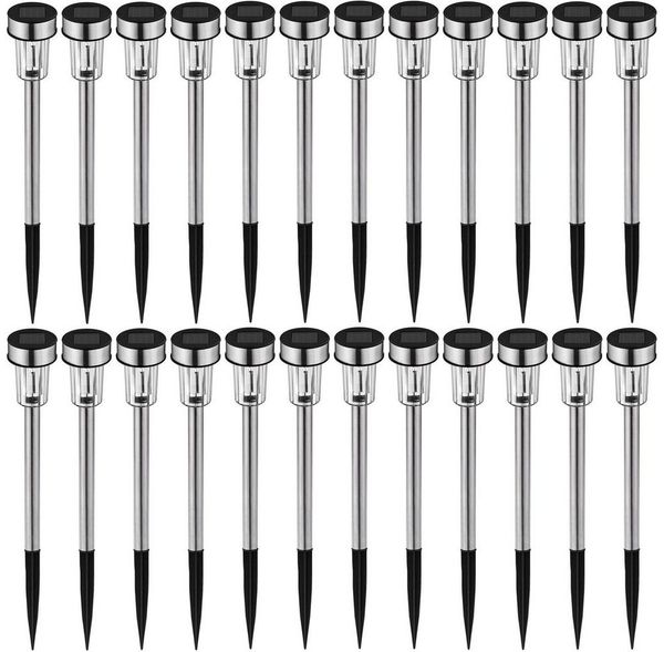 tectake LED Gartenstrahler 24-er Set LED-Solarlampen, Einschaltautomatik bei Dämmerung, LED, Kaltweiß, Wetterfest und robust