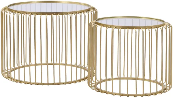 Vente-unique - FERIDA Couchtisch GlasMetall Goldfarben - B 68 cm x H 49 cm x L 68 cm Bild 2