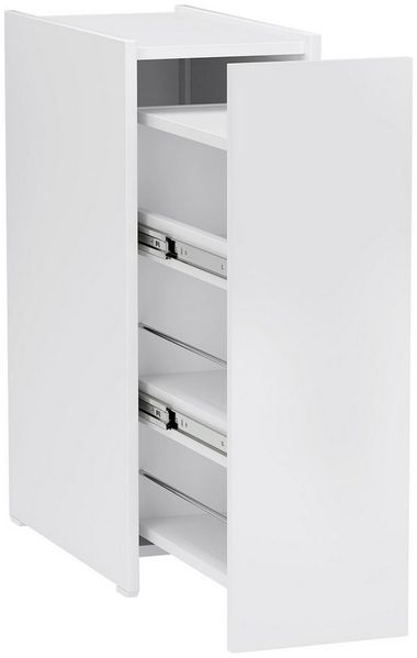 MC Star Badkommode Badezimmerschrank schmal, Toilettenschrank Beistellschrank mit Rad (3 tiefe Fächer, Nischenregal, Badschrank für kleine Räume, Wohnzimmer, Badezimmer, 47 x 25 x 66,5 cm Weiß)
