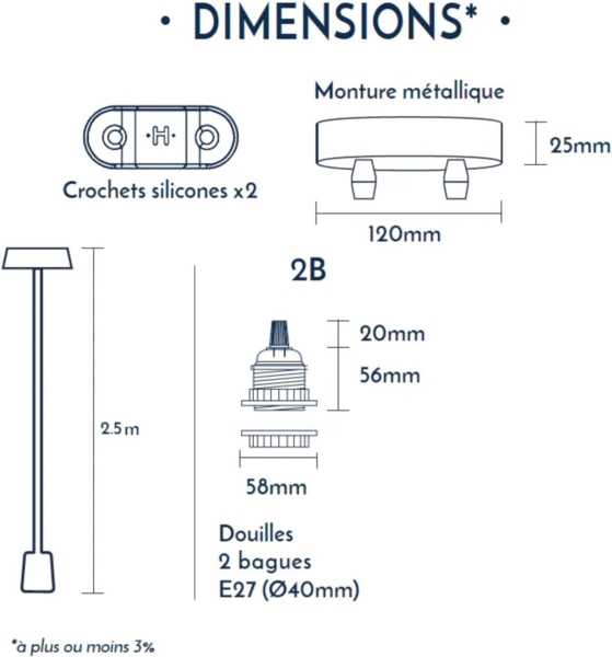 HOOPZI - Pendelleuchte - Hang 2 Flammig - 2,5m Textilkabel Seil - 2 X E27 Fassung - Vintage Retro weiß mit weißer Fassung Bild 5