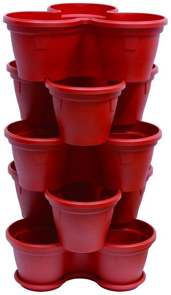 Engelland Blumenständer Säulentopf, Hochbeet, Kräuterbeet (Vorteils-Set, 5 St, 11 Liter Fassungsvermögen je Ebene), fallsicher, UV-beständig, stapelbar, platzsparend, robuster Kunststoff