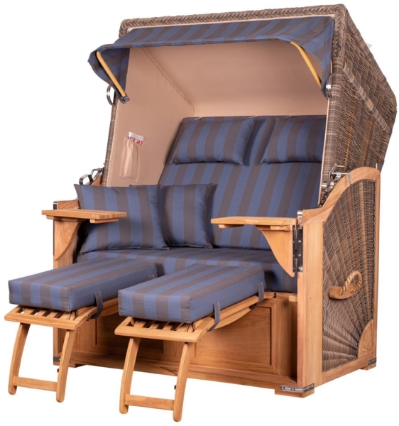 Strandkorb Komplettset - bene living - Schaalsee Teak - PE grau - Modell 582 - inkl. Liftersystem