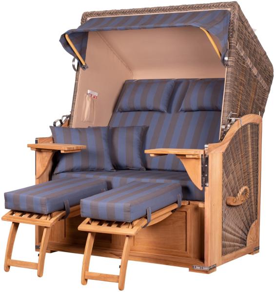 Strandkorb Komplettset - bene living - Schaalsee Teak - PE grau - Modell 582 - inkl. Liftersystem