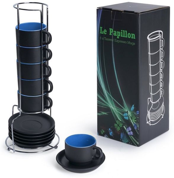 MiaMio Espressotasse Espressotassen Set Le Papillon Kollektion (6 x 75ml)