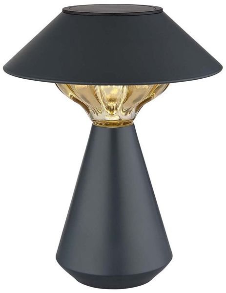LED Solar Tischlampe, Metall anthrazit, H 23 cm