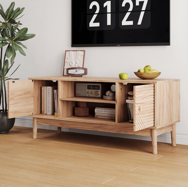 TV-Schrank mit Stauraum & Kabelöffnung, 110 x 40 x 48 cm, Eichefarben