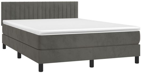 vidaXL Boxspringbett mit Matratze Dunkelgrau 140x200 cm Samt 3141426 Bild 3