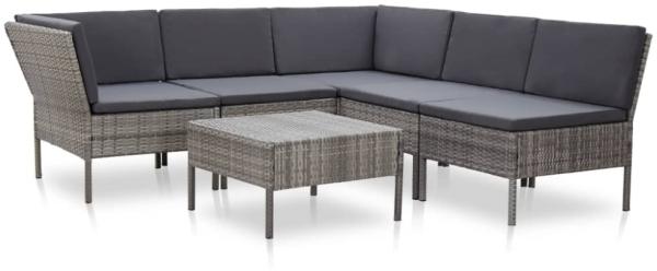 vidaXL 6-tlg. Garten-Lounge-Set mit Auflagen Poly Rattan Grau 48950