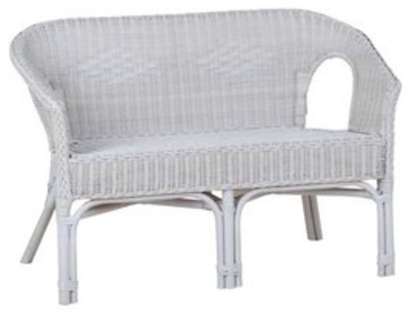 MiaMöbel Sofa Rattan, aus Rattangeflecht Weiß Bild 6