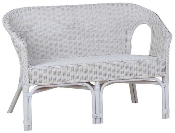 MiaMöbel Sofa Rattan, aus Rattangeflecht Weiß Bild 4