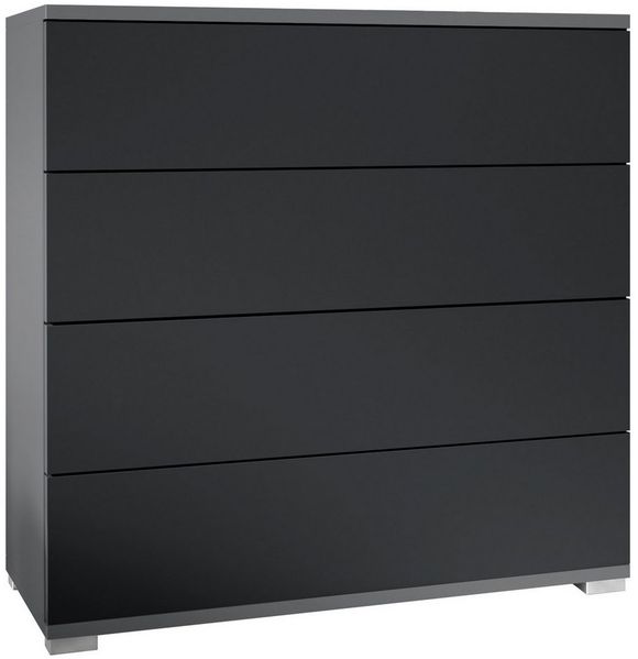 Vladon Kommode Pavos V3 (Sideboard, mit 4 Schubladen), Anthrazit matt/Schwarz matt (76 x 76 x 35 cm)