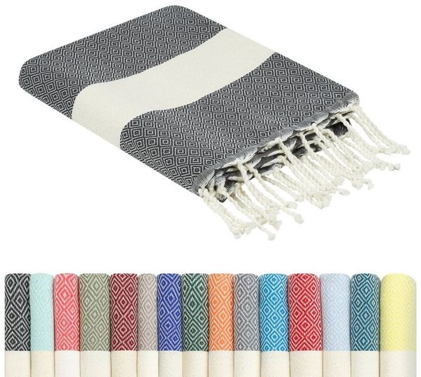 furora HOLIDAY Strandtuch groß 100x200 cm Strand Tuch, aus Baumwolle, Hamamtuch Badetuch, leicht, lang, dünn & kompakt