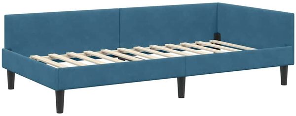 vidaXL Eckbettgestell mit Kopfteil Blau 90 cm x 200 cm Samt 42016153 Bild 4