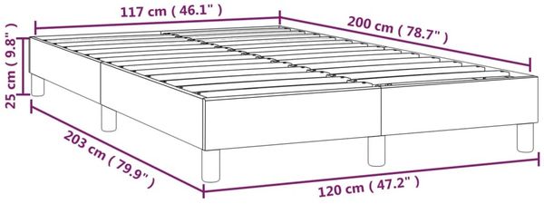 vidaXL Polsterbett, Stoff, 25,0 cm, Dunkelbraun, 120x200 cm, mit Lattenrost, Schwarz Bild 9