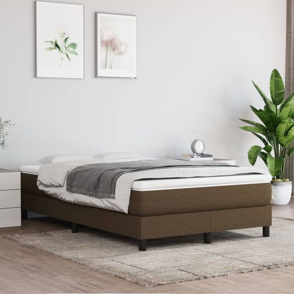 vidaXL Polsterbett, Stoff, 25,0 cm, Dunkelbraun, 120x200 cm, mit Lattenrost, Schwarz