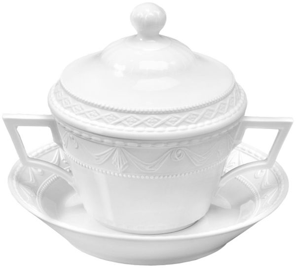 KPM Berlin Kurland Blanc Nouveau Suppen-Untertasse weiß