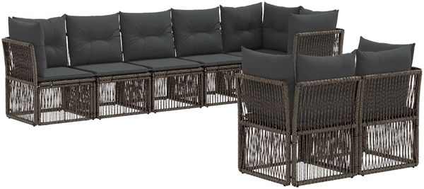 vidaXL Gartensofa-set 8 pcs Grau Poly-Rattan 3434285