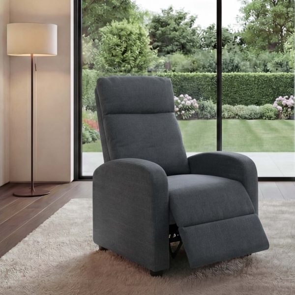 Fernsehsessel HWC-F76, Relaxsessel Sessel Liegesessel, Liegefunktion verstellbar Stoff/Textil ~ hellgrau