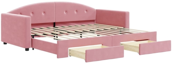 vidaXL Tagesbett Ausziehbar mit Schubladen Rosa 90x200 cm Samt 3197352
