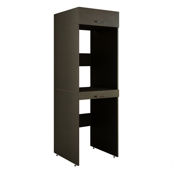 Roomart Waschmaschinenschrank für Trockner & Waschmaschine - SERIE DUO-I- 67 cm breit, mit Ausziehbrett • Waschturm für Waschküche & Hauswirtschaftsraum • Schwarz-Eiche Bild 6