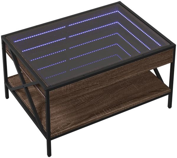vidaXL Couchtisch mit Infinity-LED Braun Eichen-Optik 70x50x38 cm 847706 Bild 3