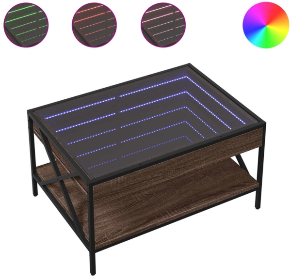 vidaXL Couchtisch mit Infinity-LED Braun Eichen-Optik 70x50x38 cm 847706