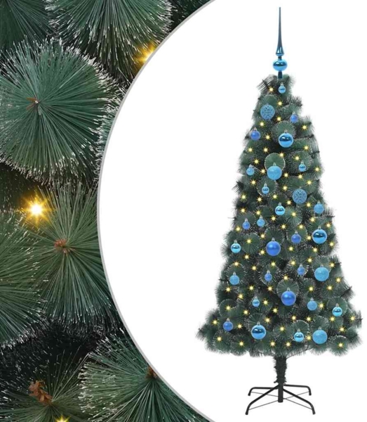 vidaXL Künstlicher vorbeleuchteter Weihnachtsbaum mit Kugelset 150 cm 3396160