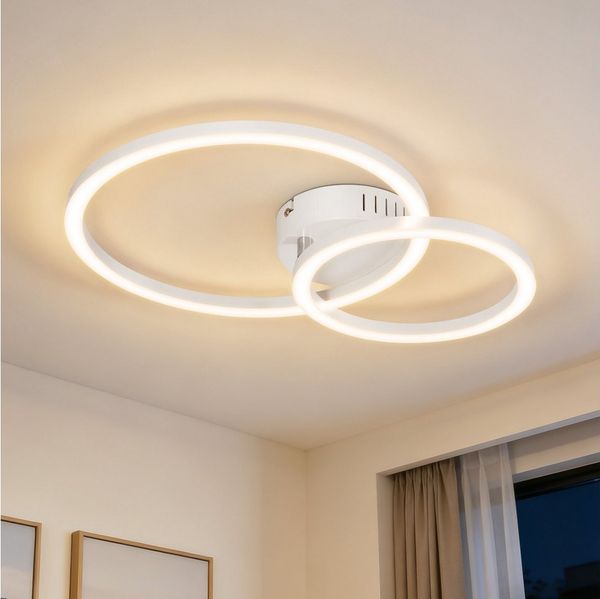 ZMH LED Deckenleuchte 23W Weiß Küchenlampe 3000K 40cm Warmweiß Modern Design 2-Ringe, warmweiß, led, modern, küche, wohnzimmer, schlafzimmer, design, flur