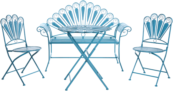 Beliani 'PAVIA' Bistro-Set, Metall Blau