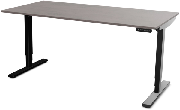 ASSMANN Elektrisch höhenverstellbarer Schreibtisch Y-Line 160x70cm Sichtbeton Anthrazit Schwarz Metall Holz Melaminoberfläche